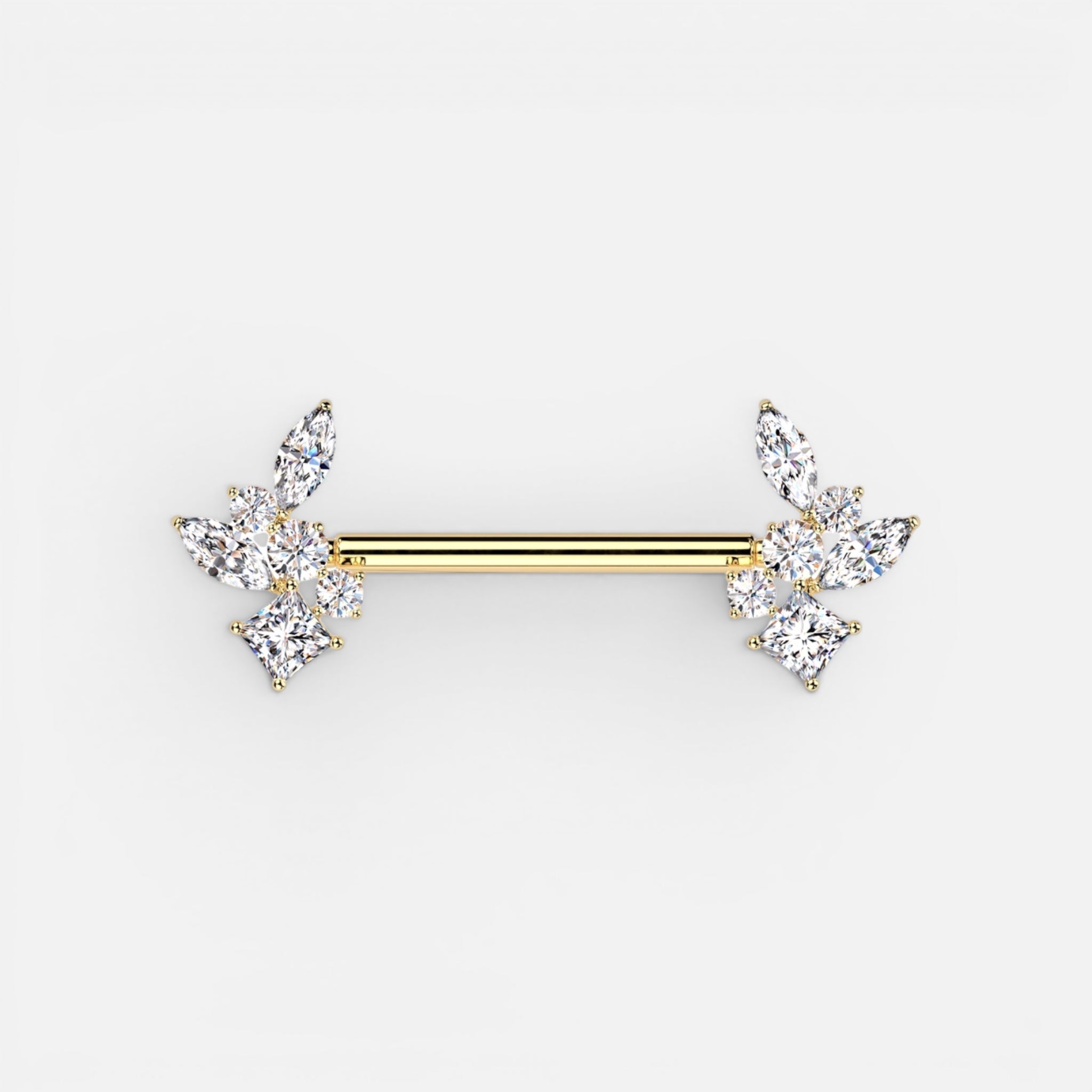 Cz Cluster Design Threadless Nipple Barbell