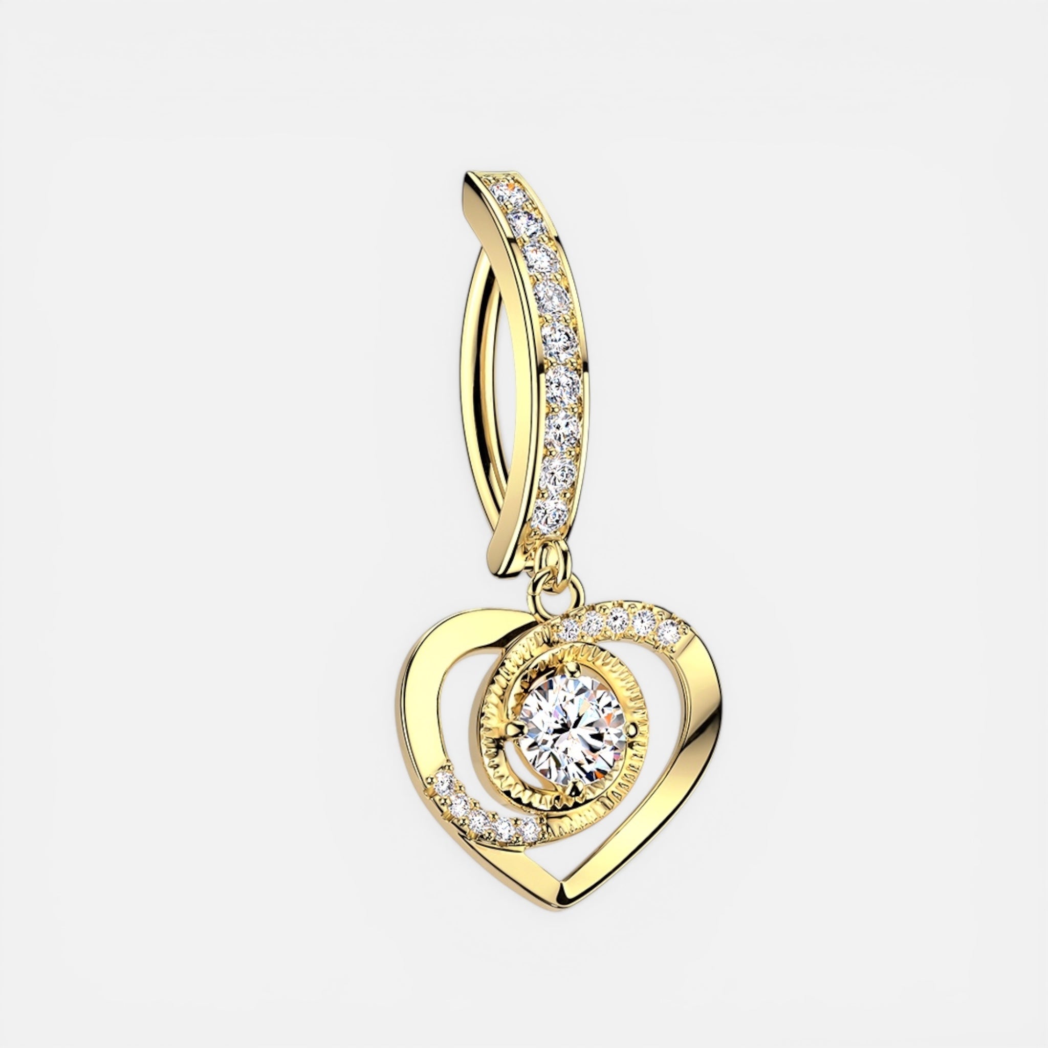 Dangle Heart Clicker Belly Button Ring
