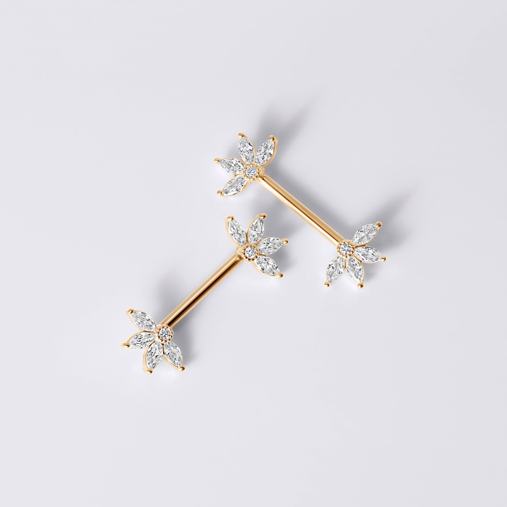 Marquise Flower Push Pin Nipple Ring