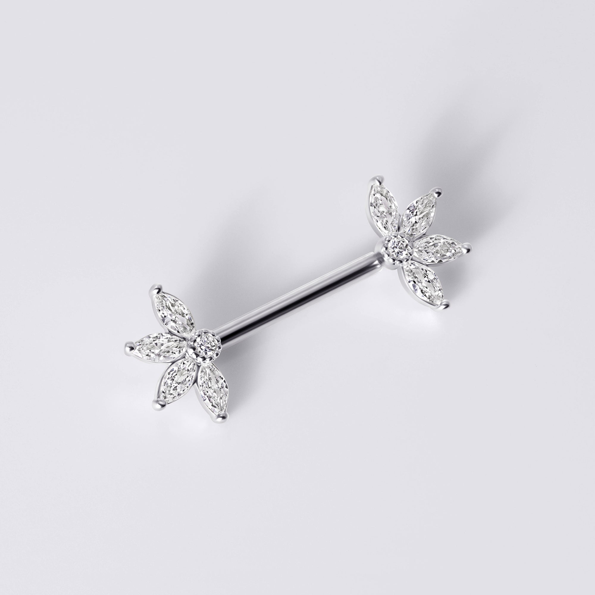 Marquise Flower Push Pin Nipple Ring