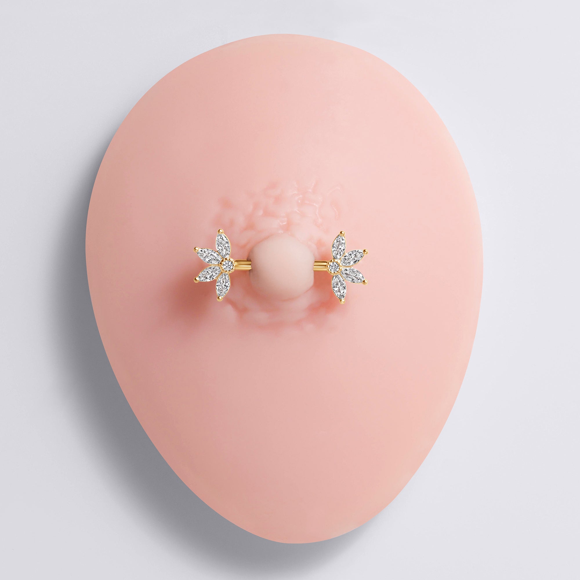 Marquise Flower Push Pin Nipple Ring