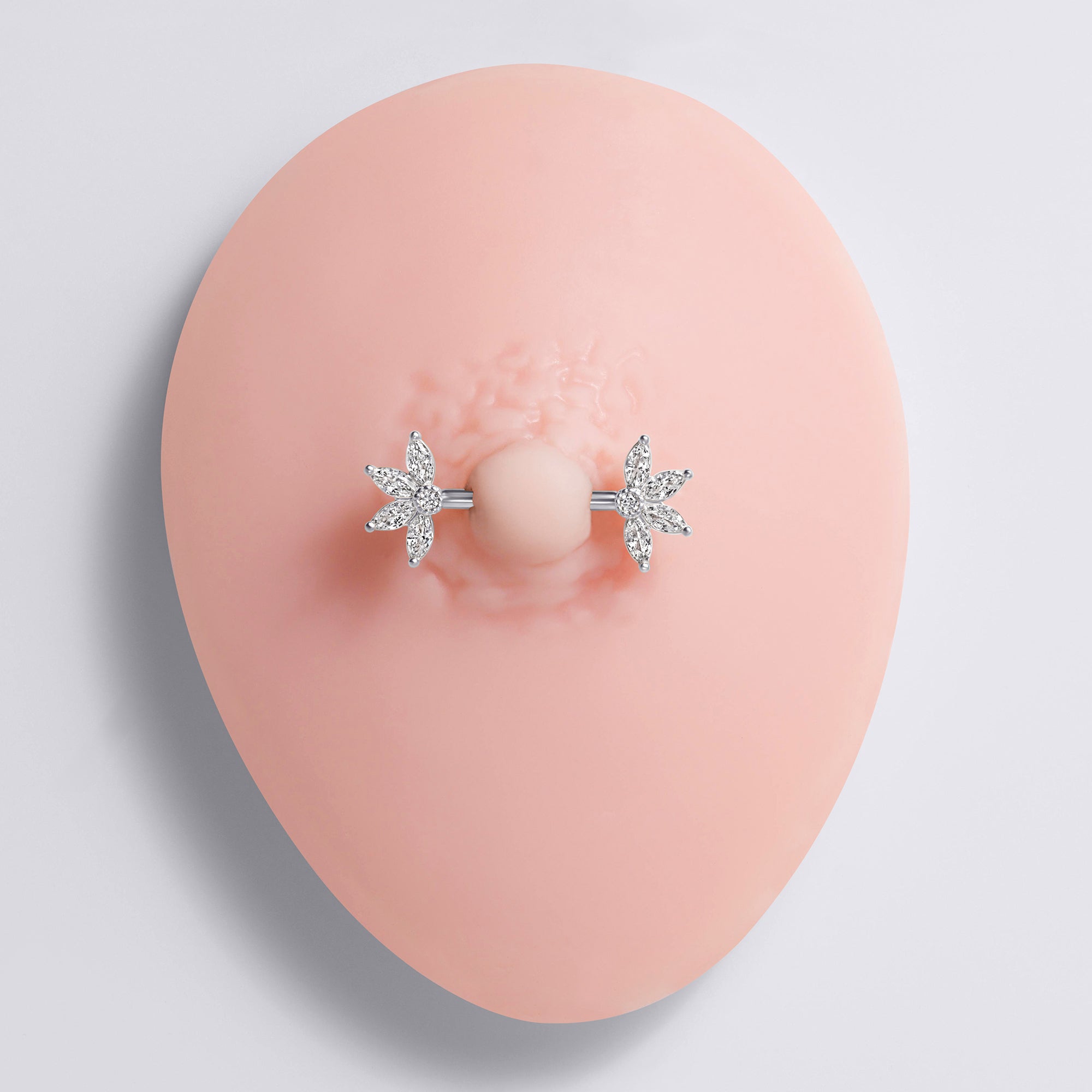 Marquise Flower Push Pin Nipple Ring