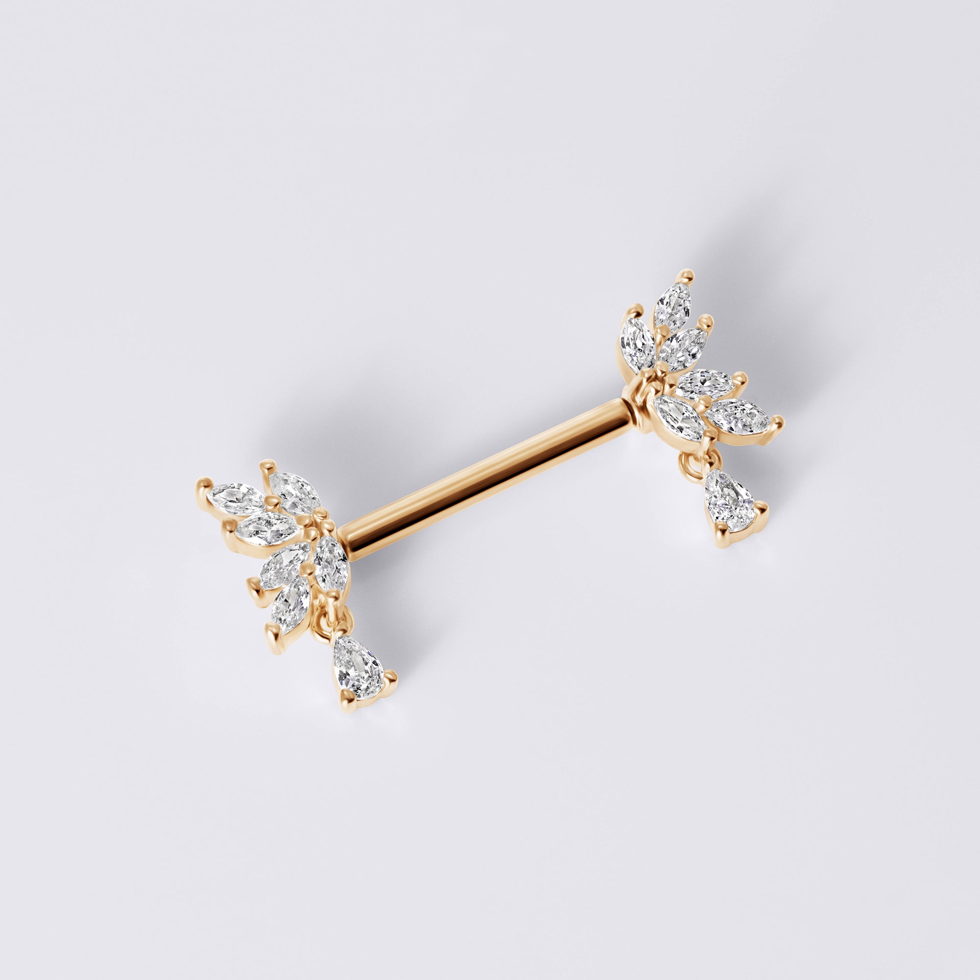 Flower Dangle Push Pin Nipple Ring