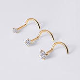 Round Gem Corkscrew Nose Stud