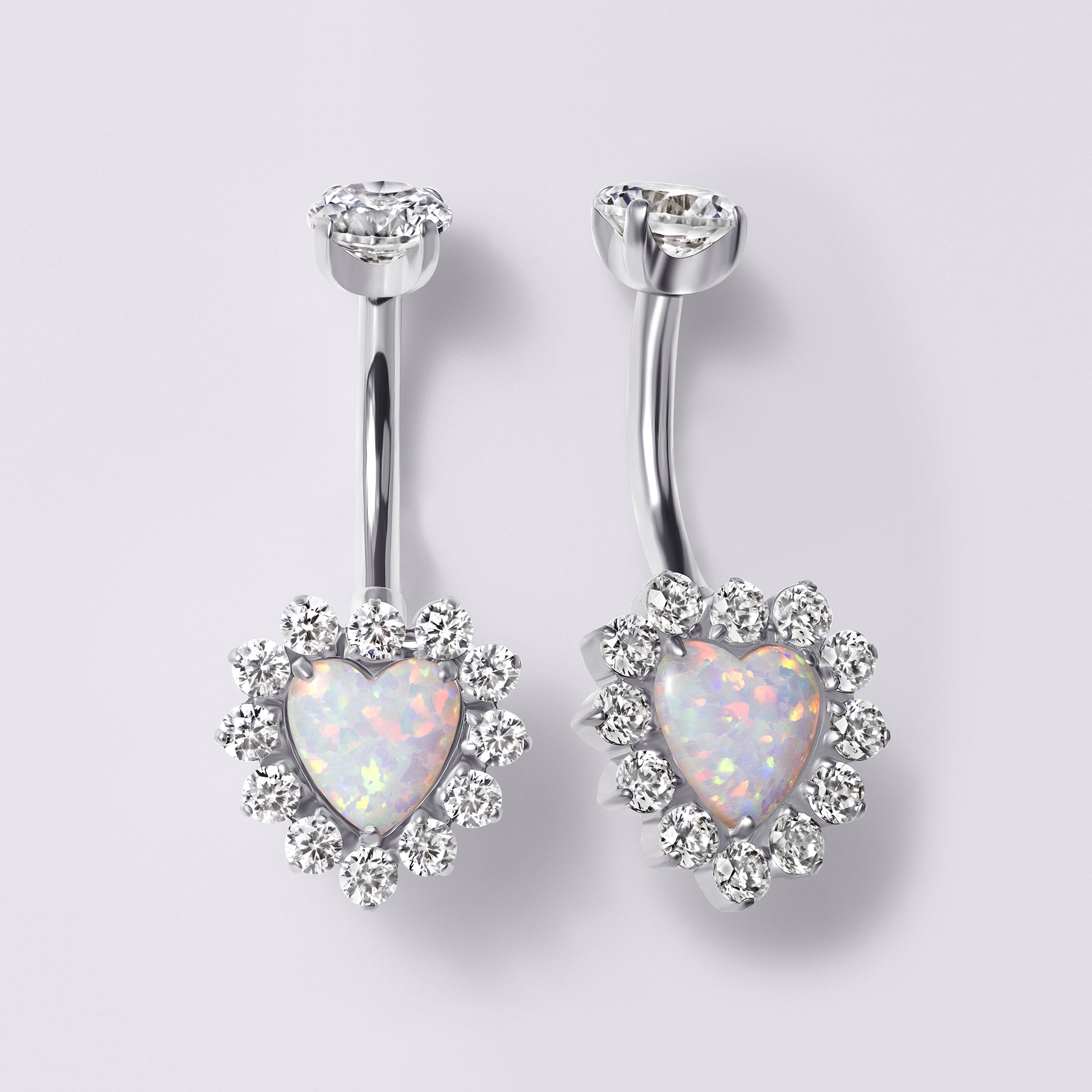 Opal Heart Belly Button Ring