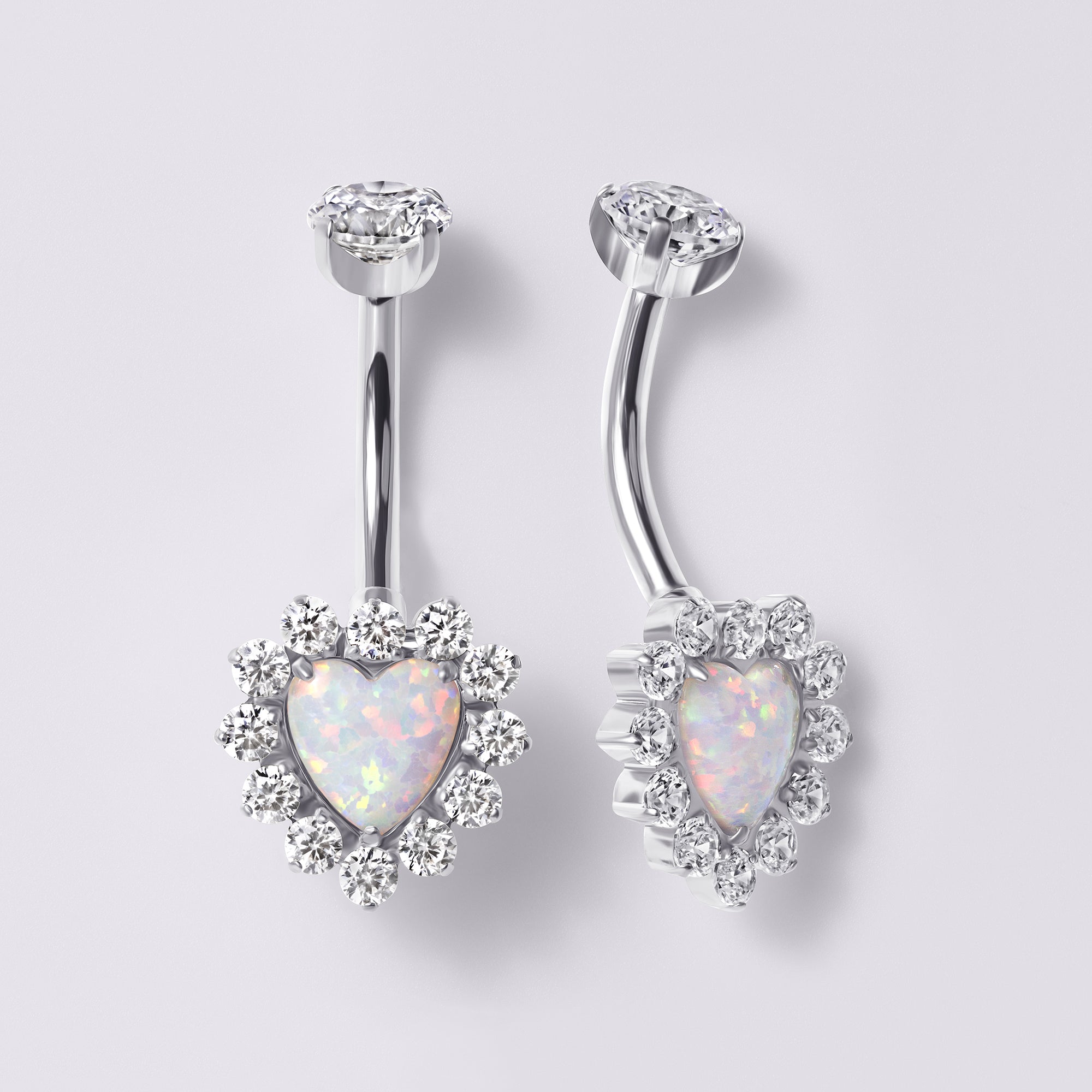Opal Heart Belly Button Ring