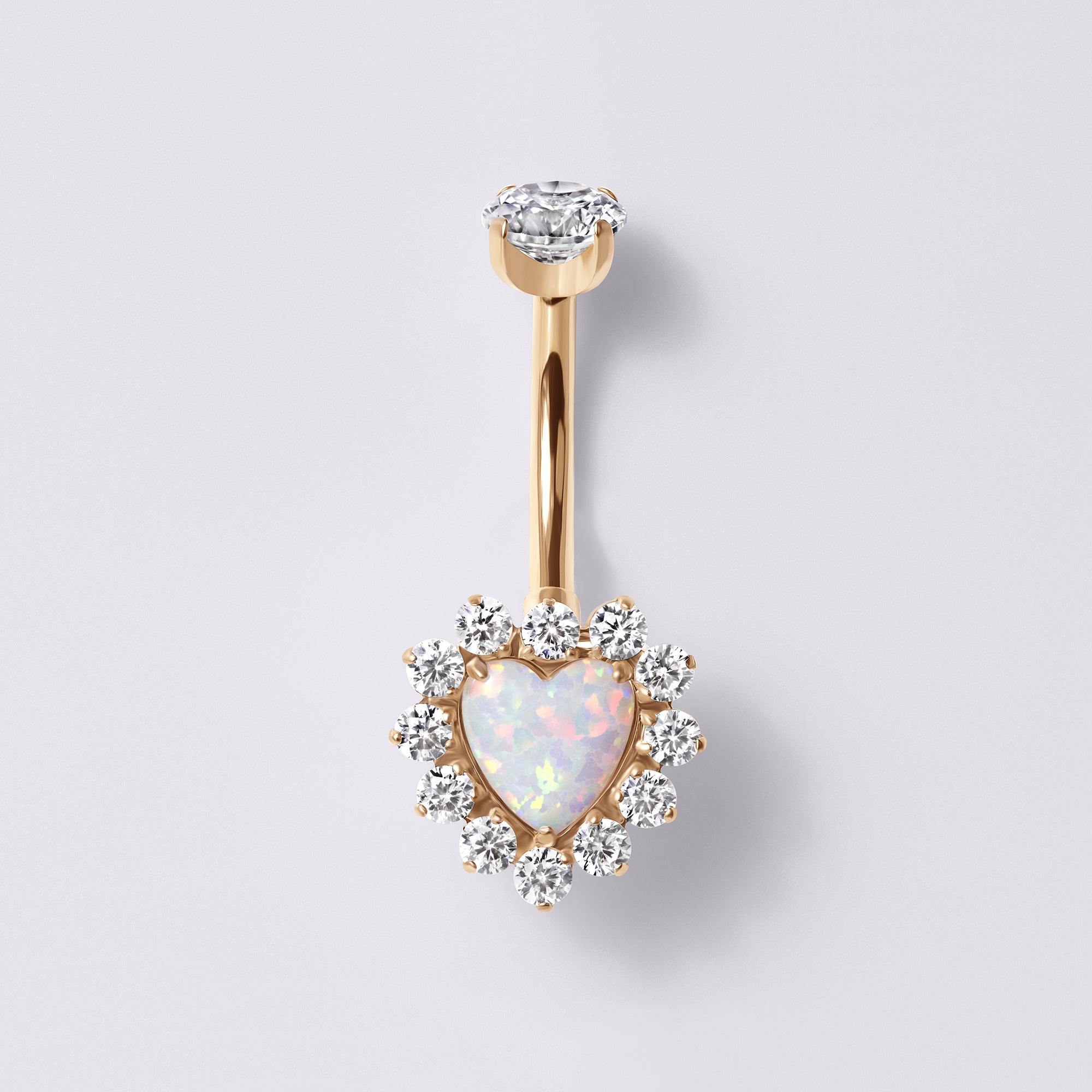 Opal Heart Belly Button Ring
