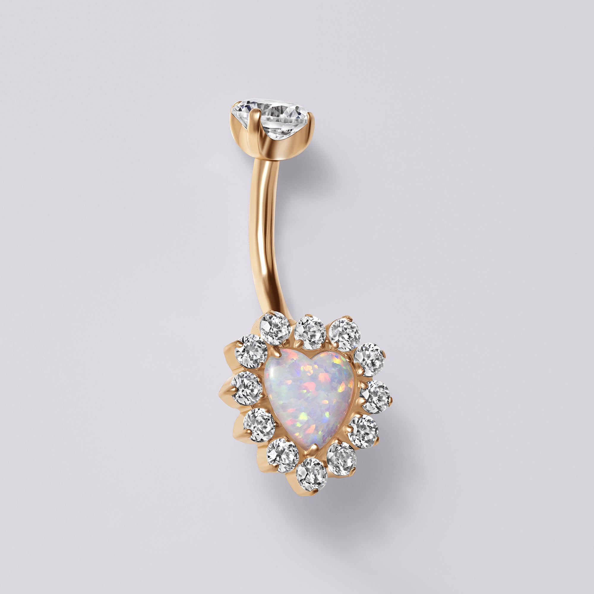 Opal Heart Belly Button Ring