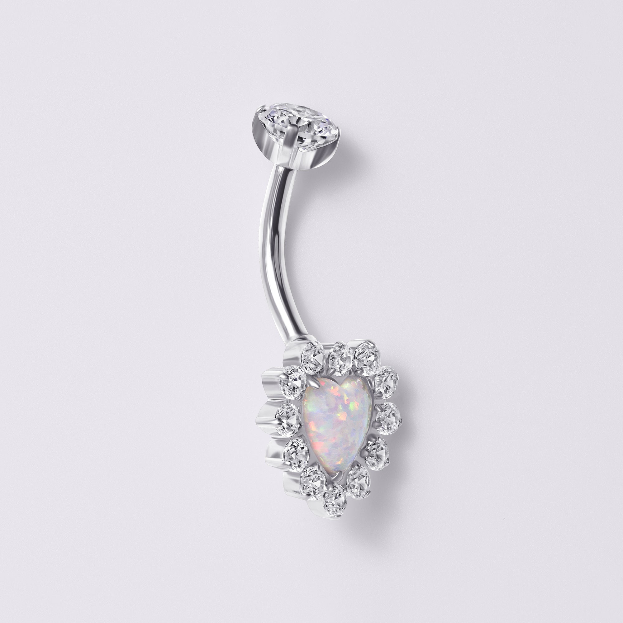 Opal Heart Belly Button Ring