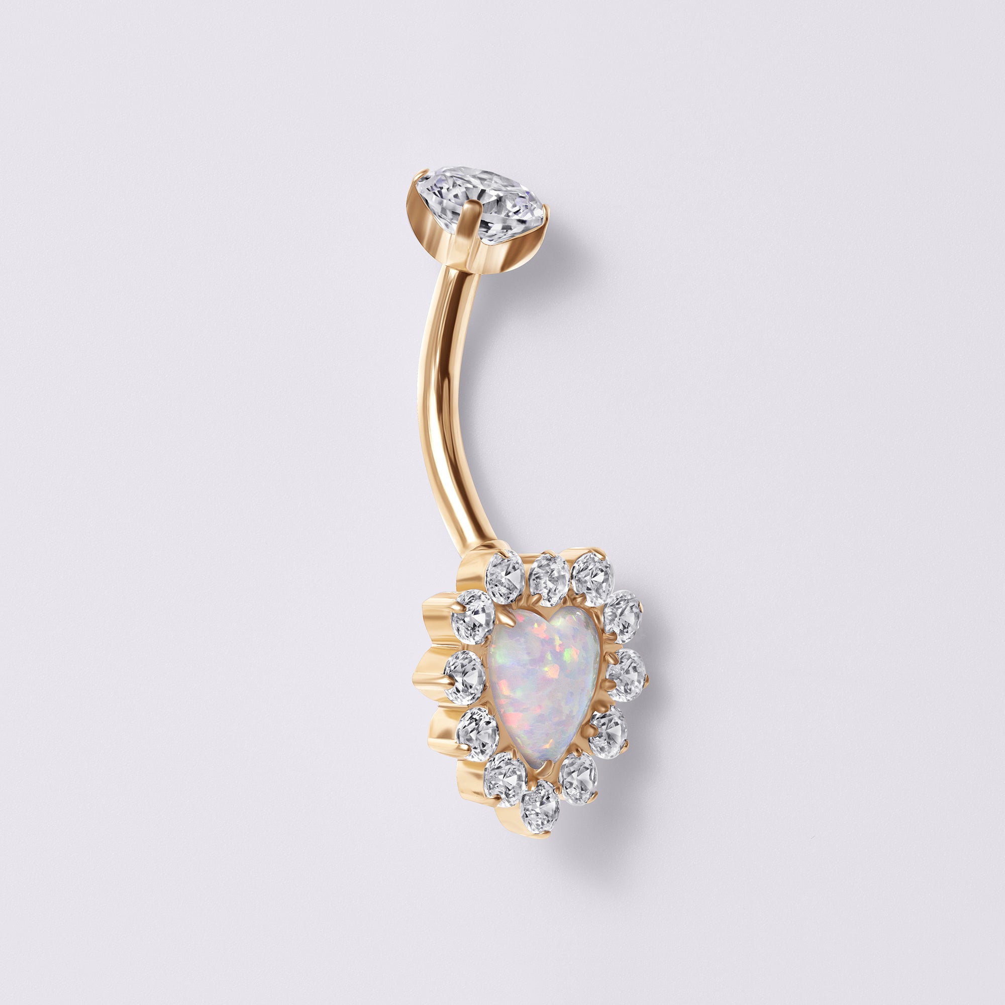 Opal Heart Belly Button Ring