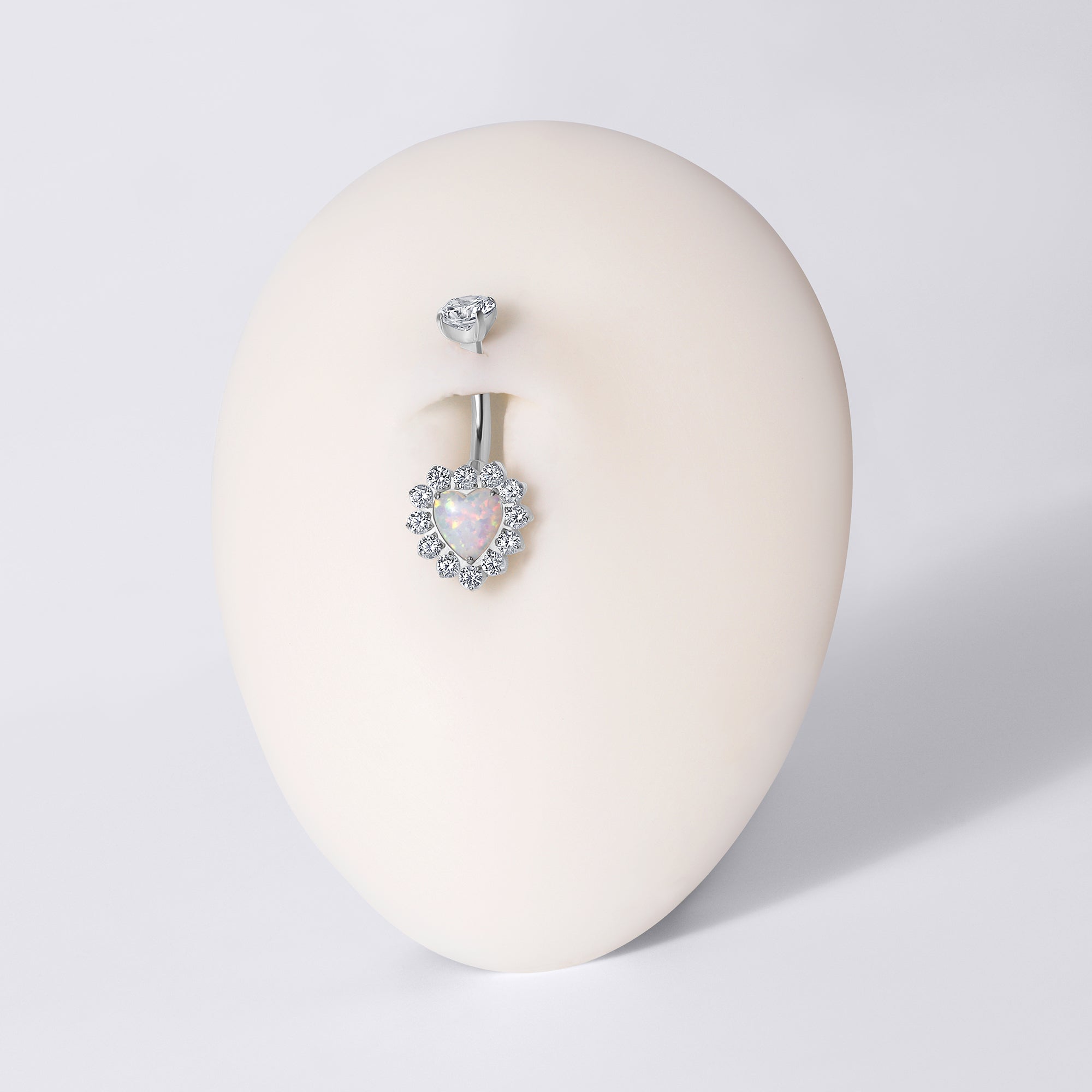 Opal Heart Belly Button Ring