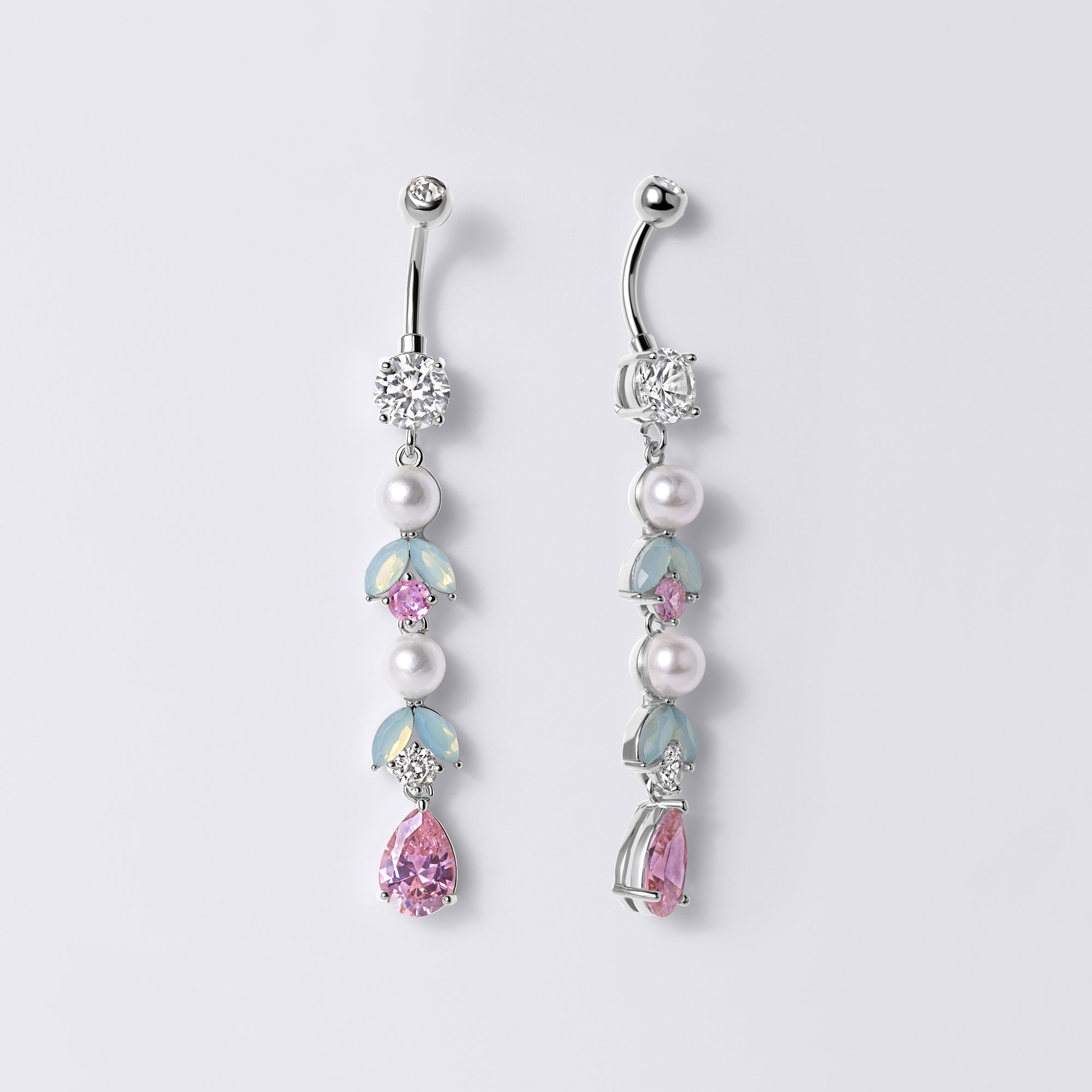 Pearl Leaf Drop Belly Button Ring