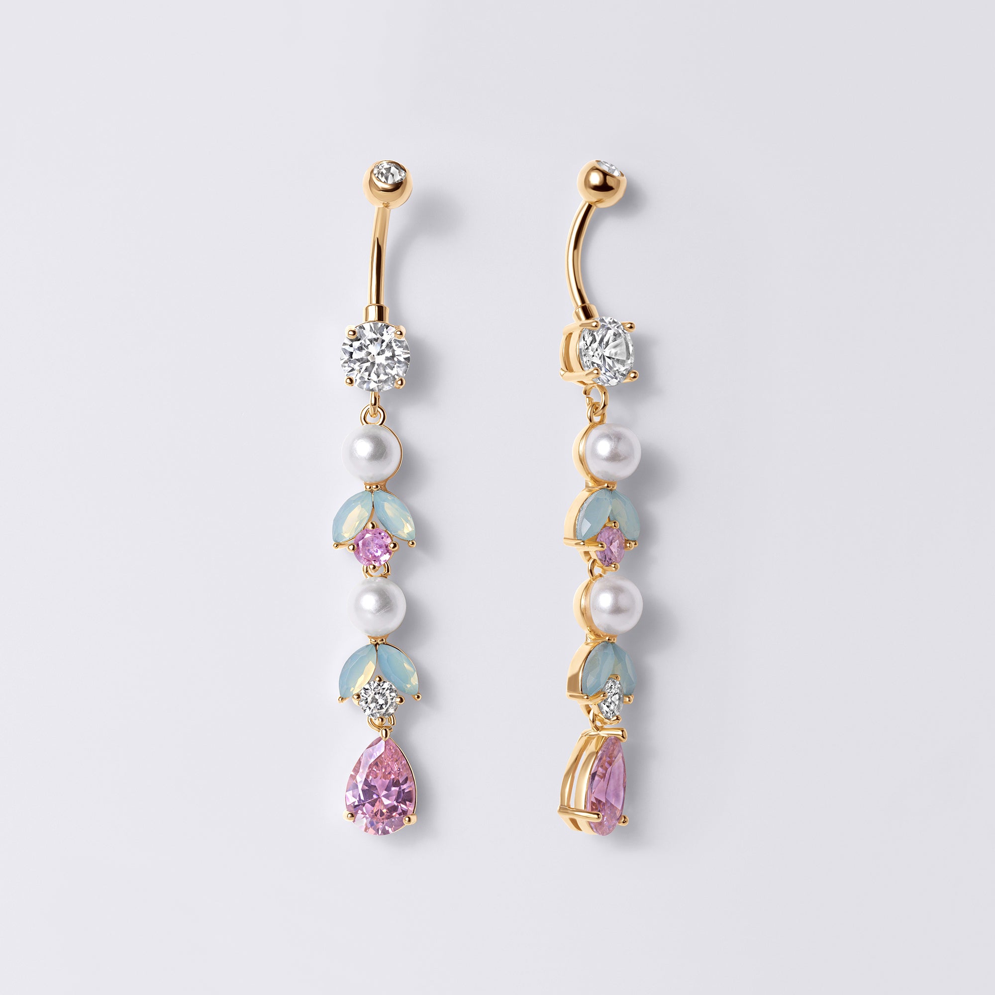 Pearl Leaf Drop Belly Button Ring
