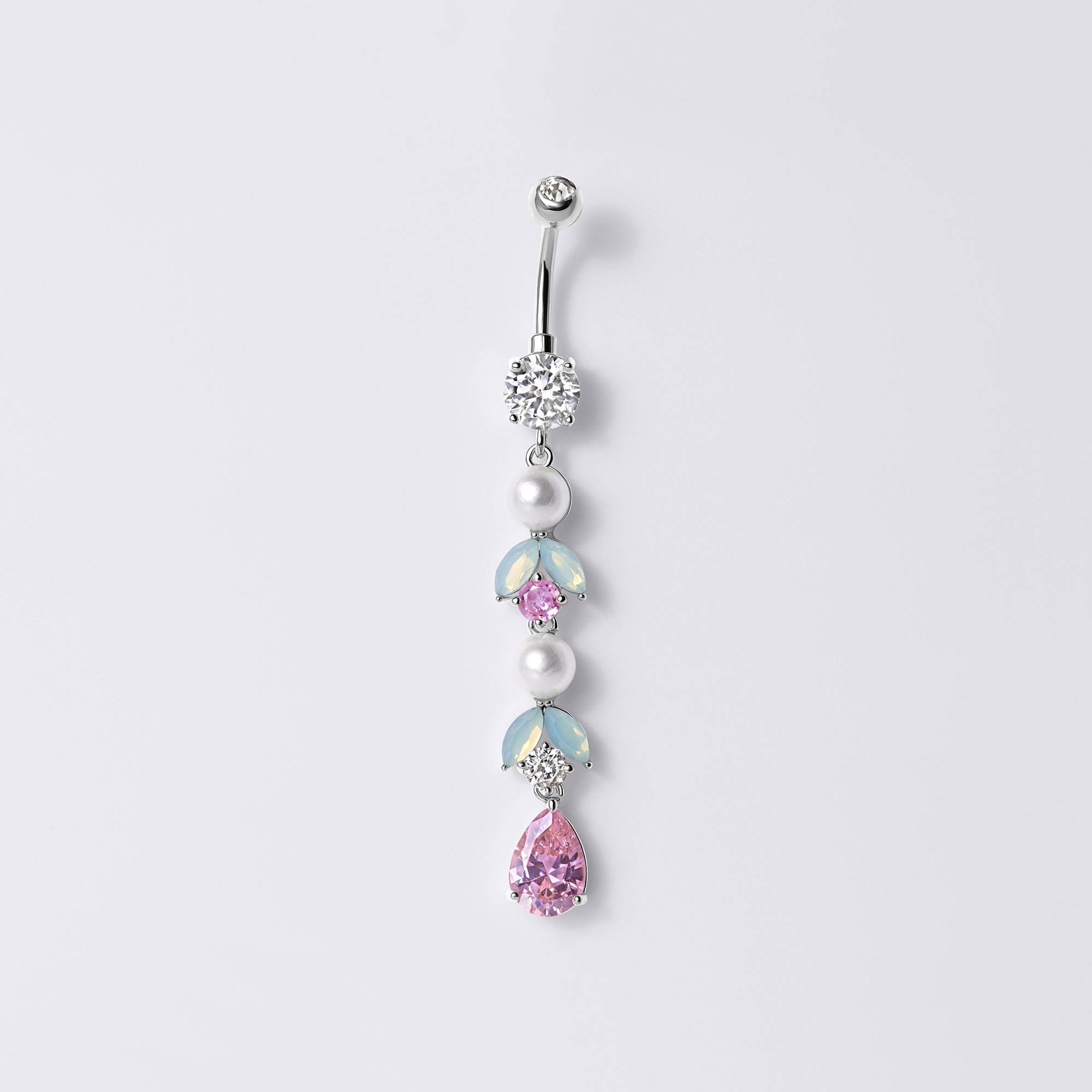 Pearl Leaf Drop Belly Button Ring