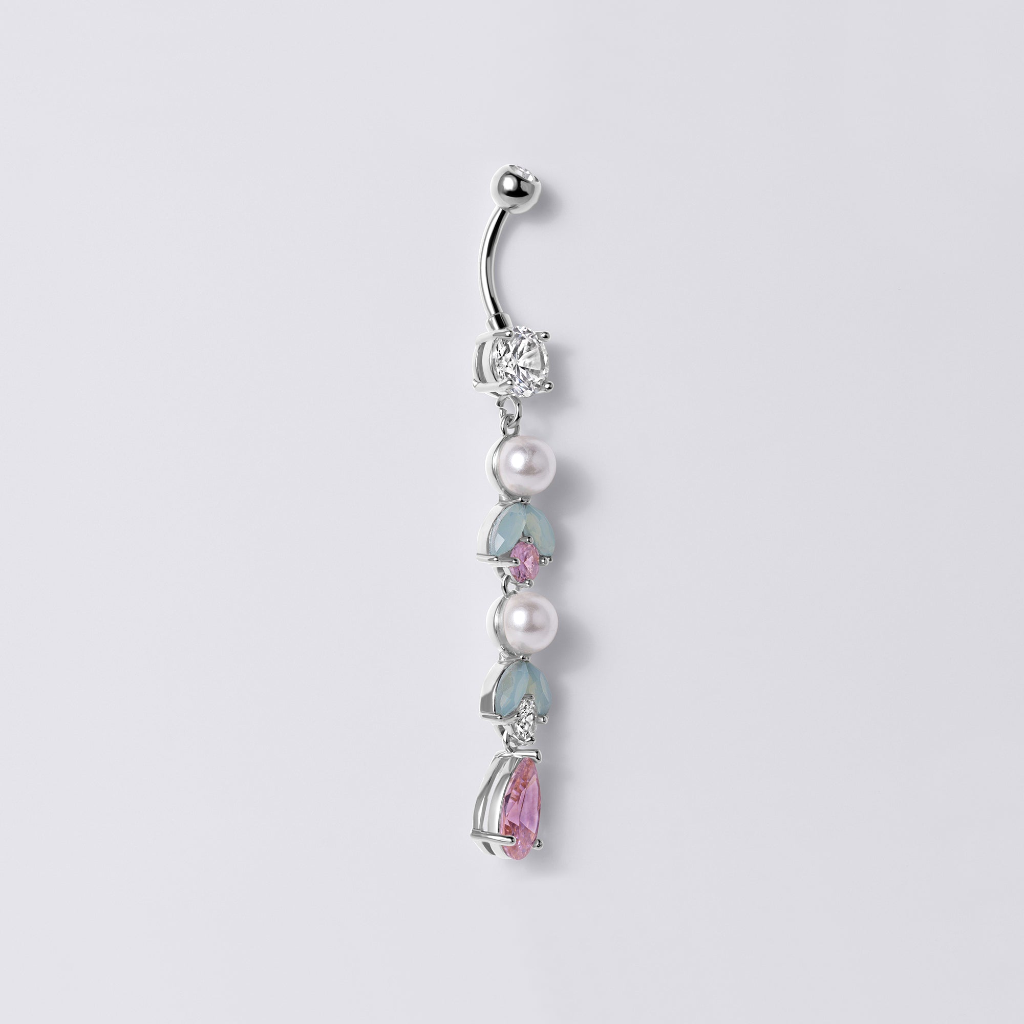 Pearl Leaf Drop Belly Button Ring