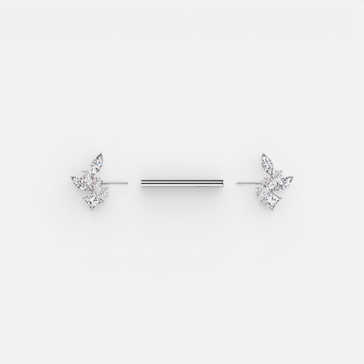 Cz Cluster Design Threadless Nipple Barbell
