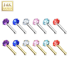 14Karat Gold Prong Stone Nose Stud. Nose Piercing. Nose Ring.