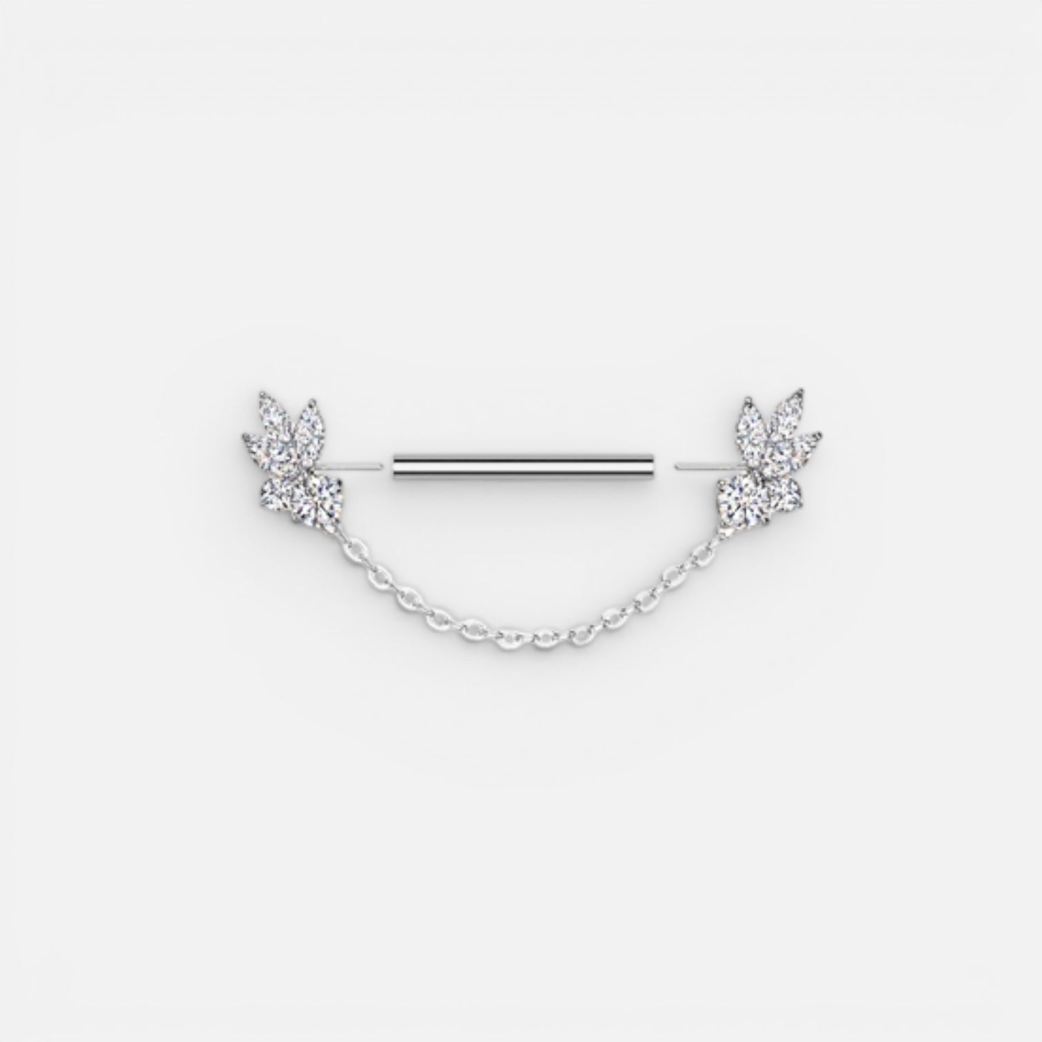 Marquise Cz Dangling Chain Threadless Nipple Barbell