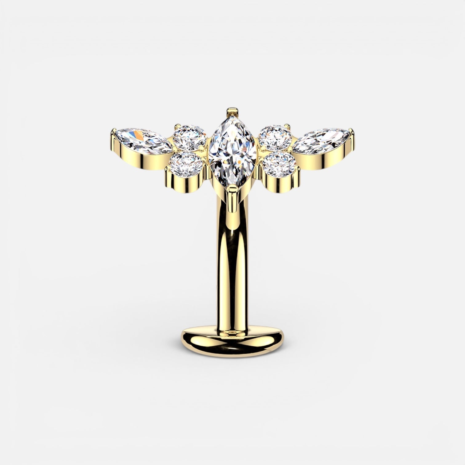 Marquise Top Floating Titanium Threadless Belly Button Ring