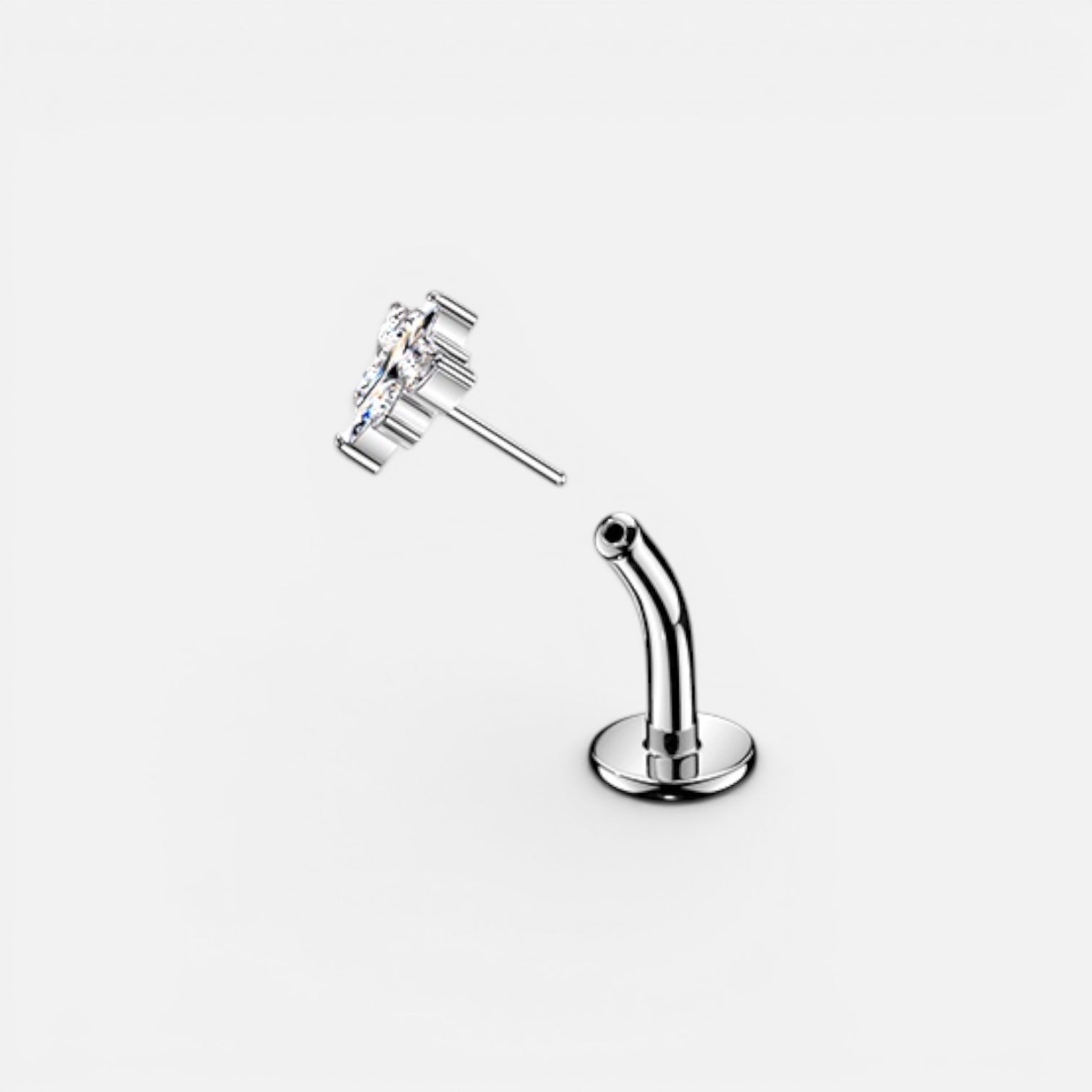 Marquise Top Floating Titanium Threadless Belly Button Ring