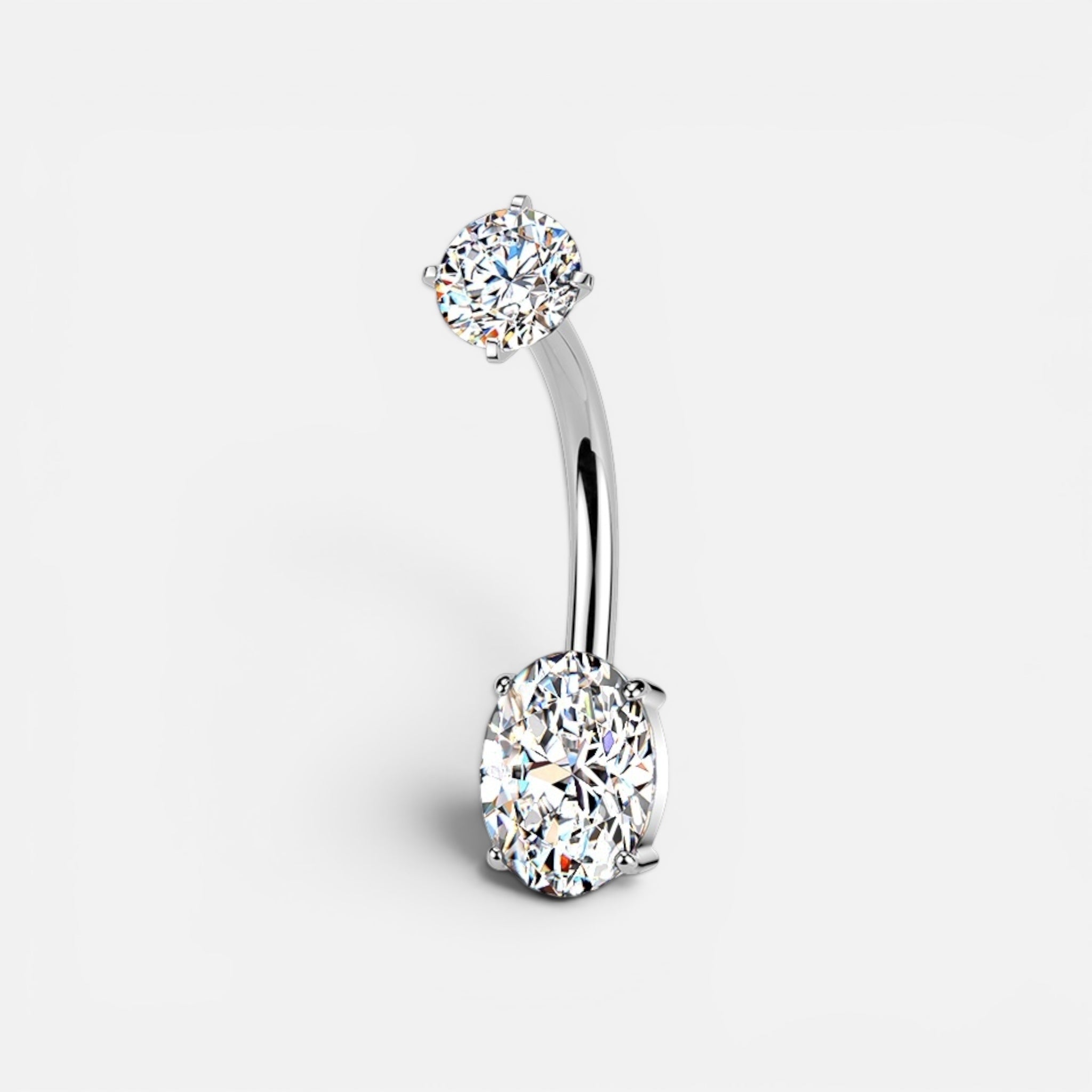 14g Oval Gem Belly Button Ring
