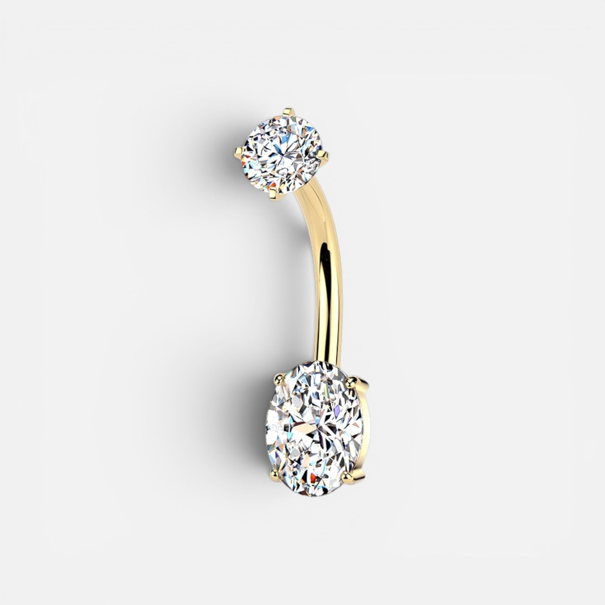 14g Oval Gem Belly Button Ring