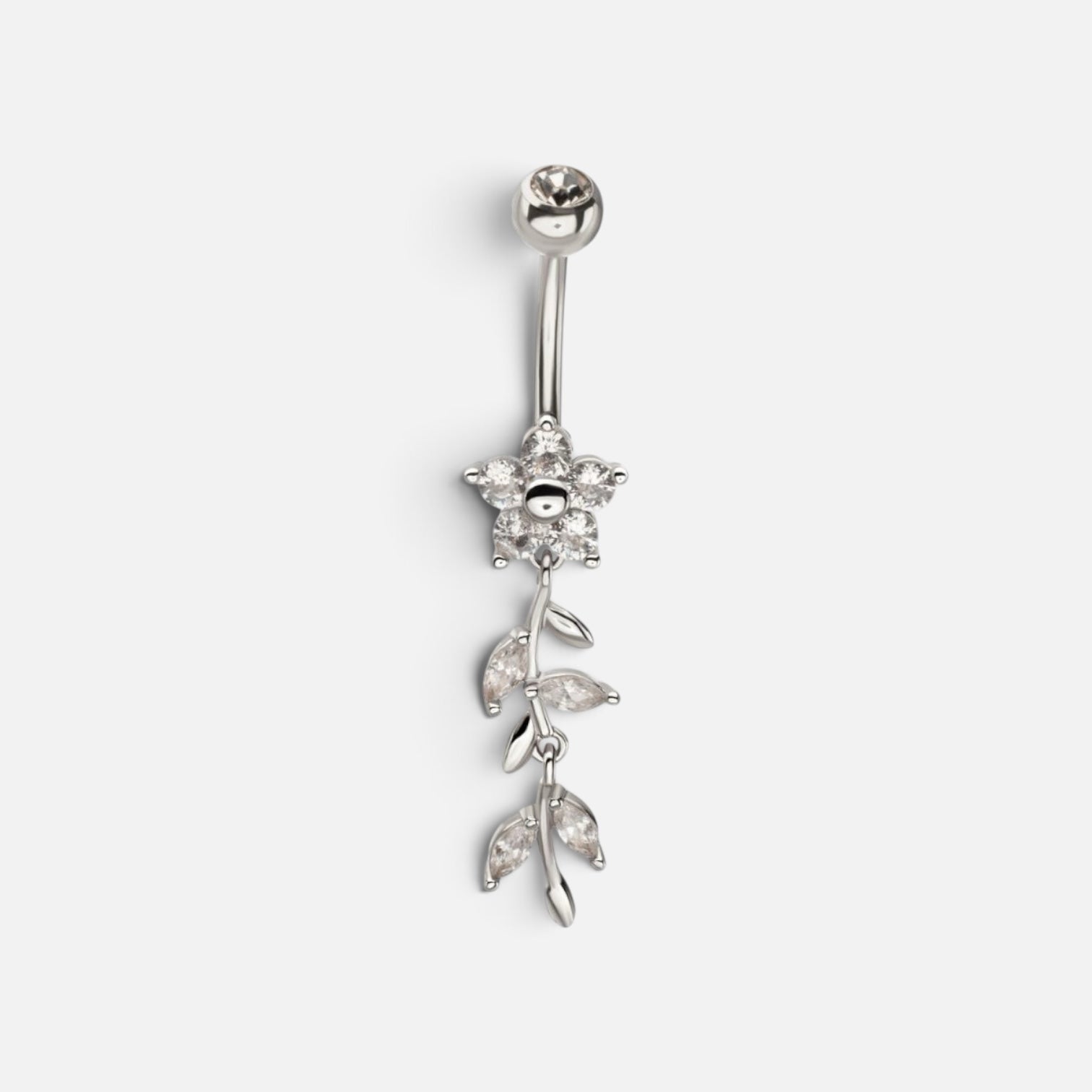 Flower Gem Dangle Belly Button Ring