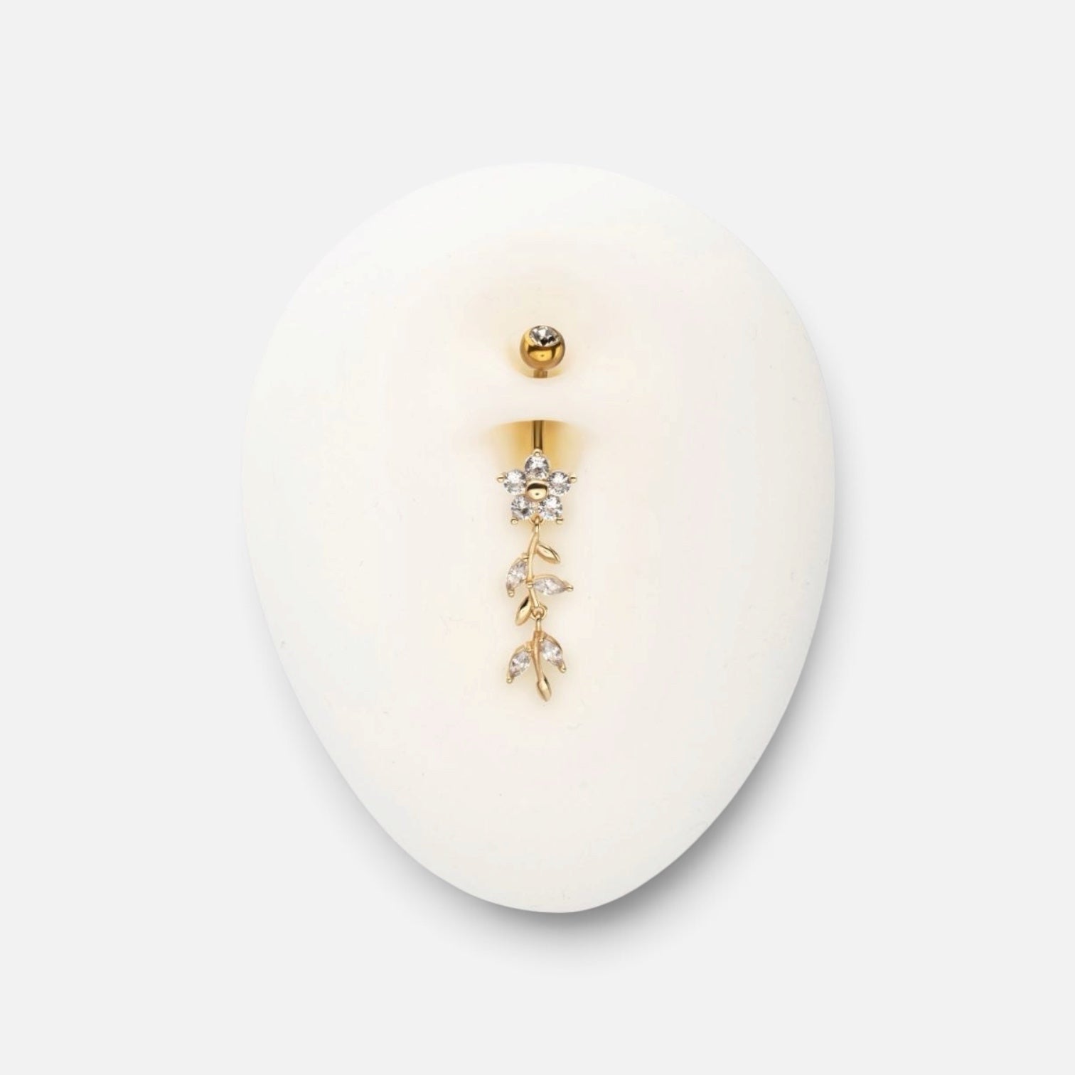 Flower Gem Dangle Belly Button Ring