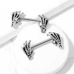 14G Skull Hands Nipple Barbells. Nipple Piercings. Nipple Rings. Nipple Jewelry