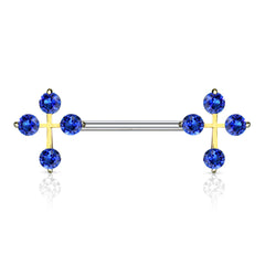 14G Sparkling Stones Cross Ends Nipple Barbells. Nipple Piercings. Nipple Rings. Nipple Jewelry