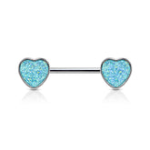 Heart Shape Nipple Ring, Aqua Gem Decorative Heart End Nipple Piercing Barbell Body Jewelry