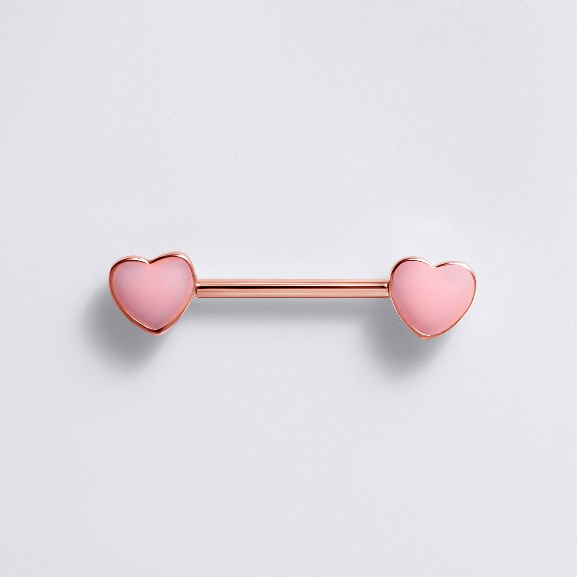 Pink Heart Enamel Rose Gold Nipple Barbell