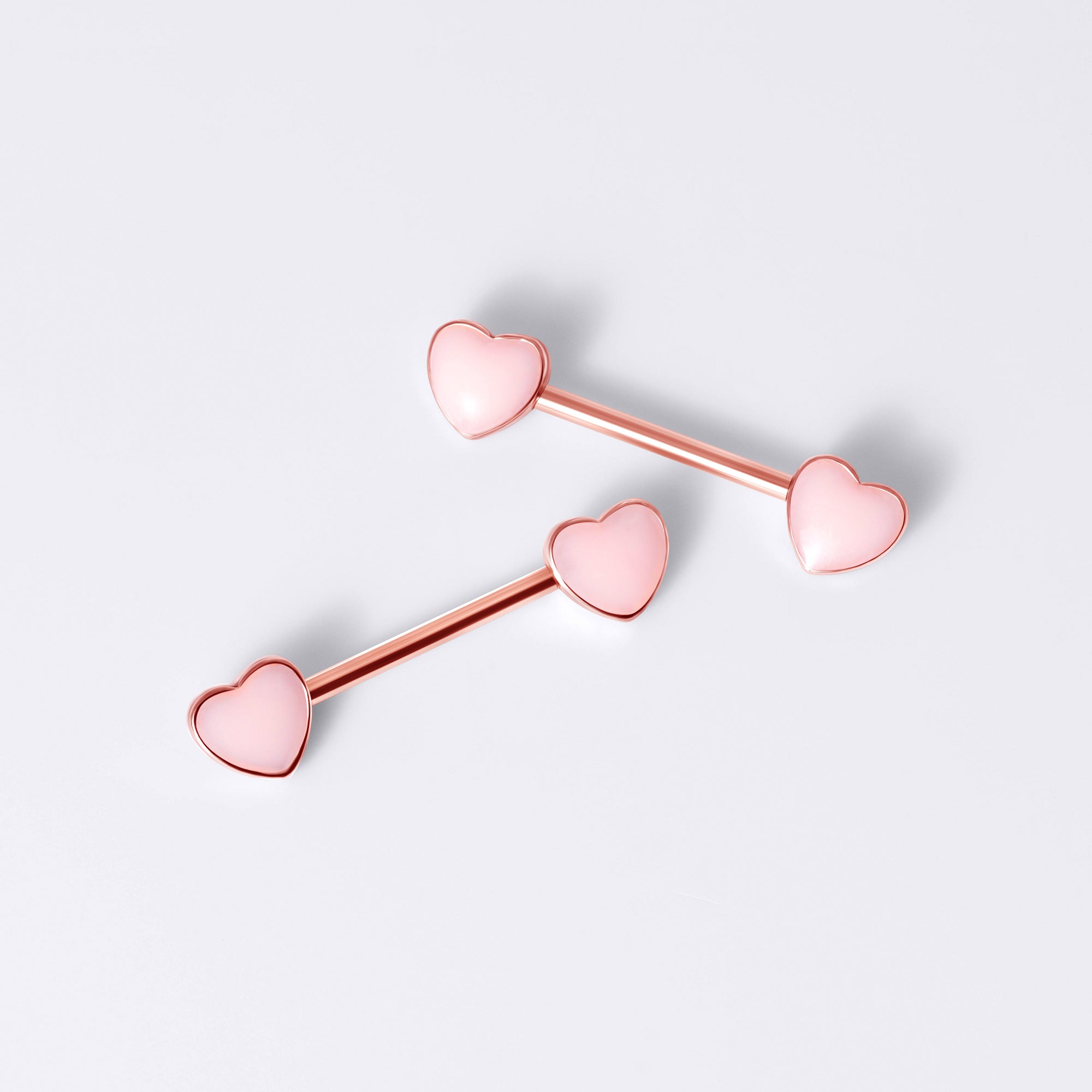 Pink Heart Enamel Rose Gold Nipple Barbell