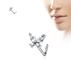 20G Butterfly Top L Shape Nose Stud. Nose Piercing. Nose Stud. Nose Piercing.