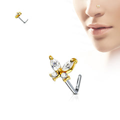 20G Butterfly Top L Shape Nose Stud. Nose Piercing. Nose Stud. Nose Piercing.