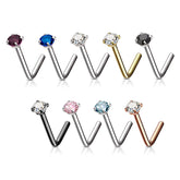 20G Clear Top L Shape Nose Stud. Nose Piercing. Nose Stud