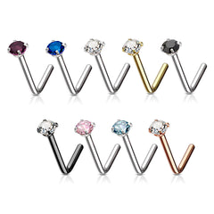 20G Clear Top L Shape Nose Stud. Nose Piercing. Nose Stud