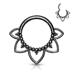 16G Plain Lotus Hinged Seamless Septum Clicker Hoop.