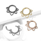 16G Plain Lotus Hinged Seamless Septum Clicker Hoop.