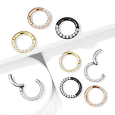 18G & 16G Clear Gems Hinged Septum Clicker Ring. Septum Ring. Septum Piercing. Cartilage Ring