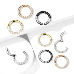 18G & 16G Clear Gems Hinged Septum Clicker Ring. Septum Ring. Septum Piercing. Cartilage Ring
