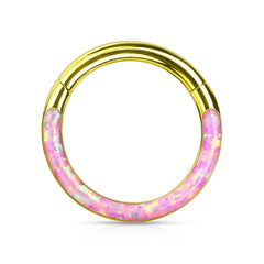 16G Surgical Steel Opal Inlay Front Facing 10MM/8MM Septum Clicker Ring. Septum Piercing. Septum Ring. Nose Ring.