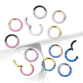16G Surgical Steel Opal Inlay Front Facing 10MM/8MM Septum Clicker Ring. Septum Piercing. Septum Ring. Nose Ring.