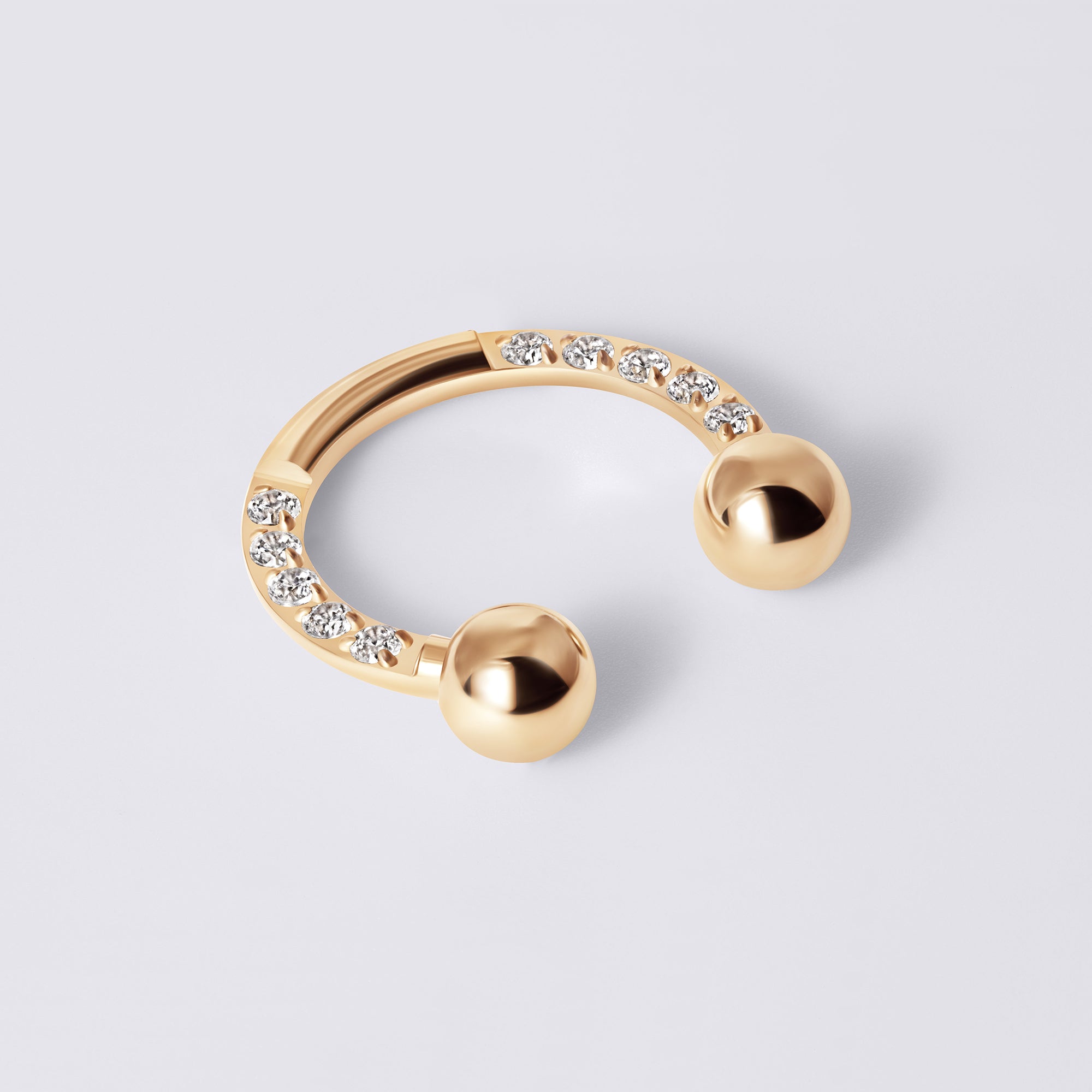 Gold CZ Titanium Horseshoe Ring