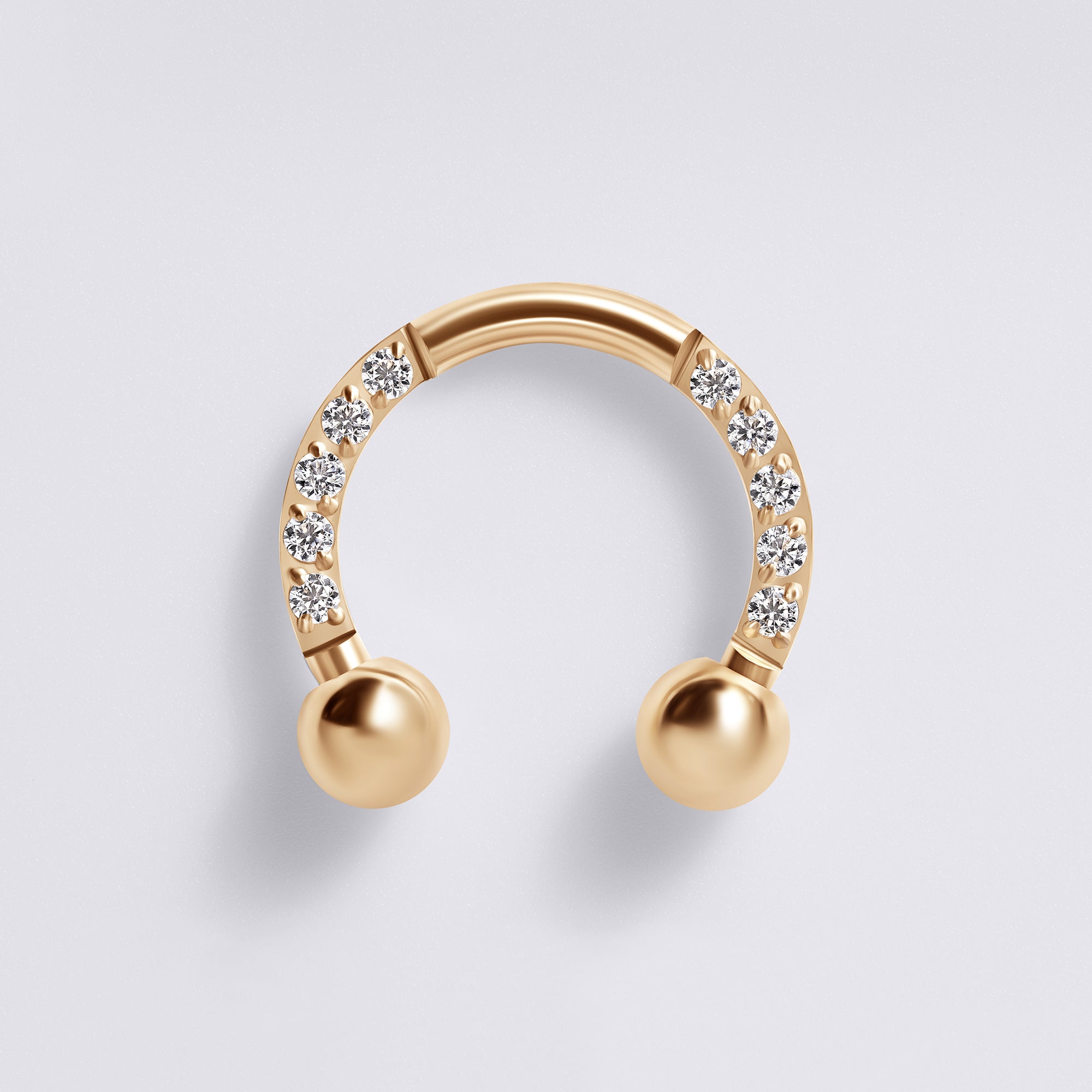 Gold CZ Titanium Horseshoe Ring