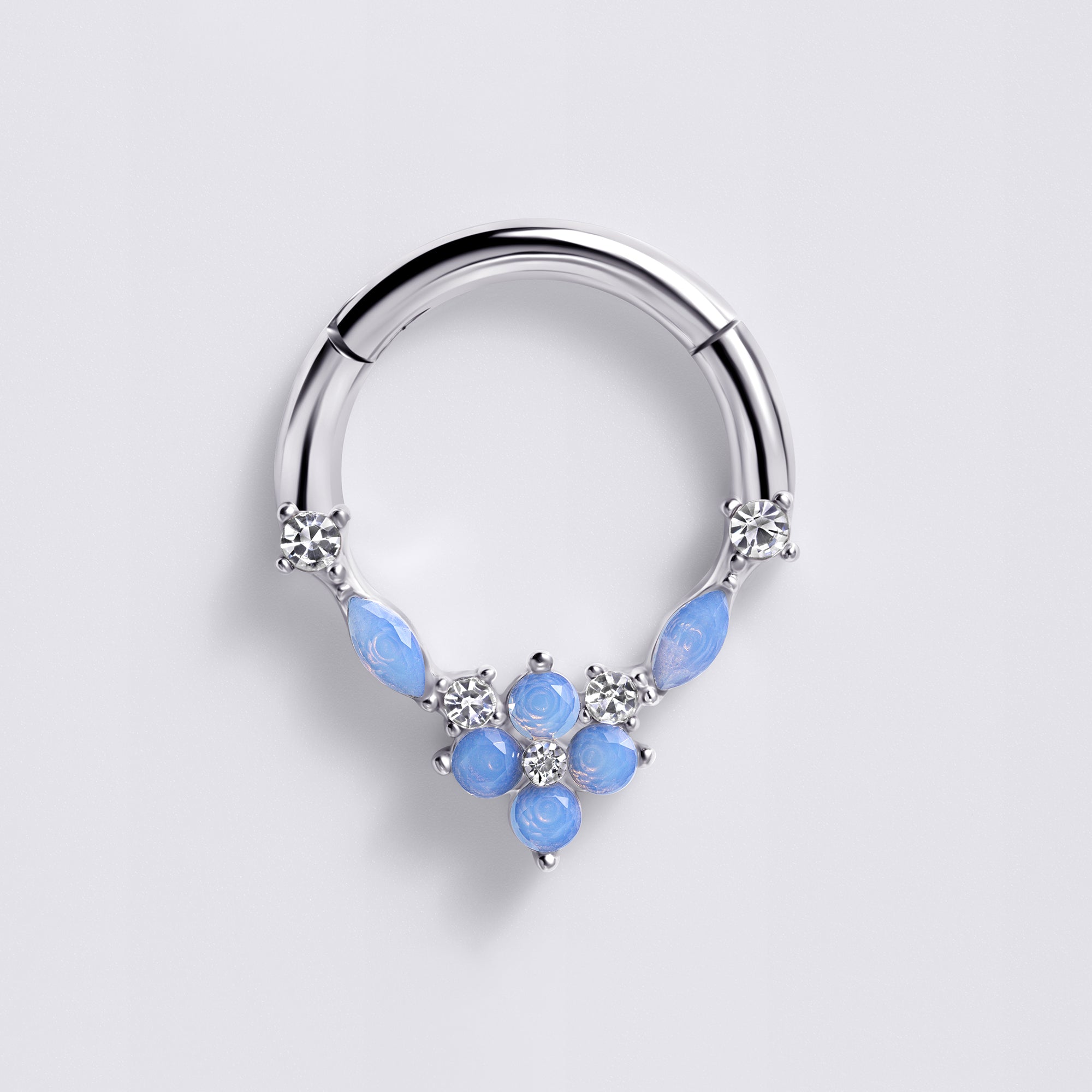 Blue Opal Flower Septum Ring
