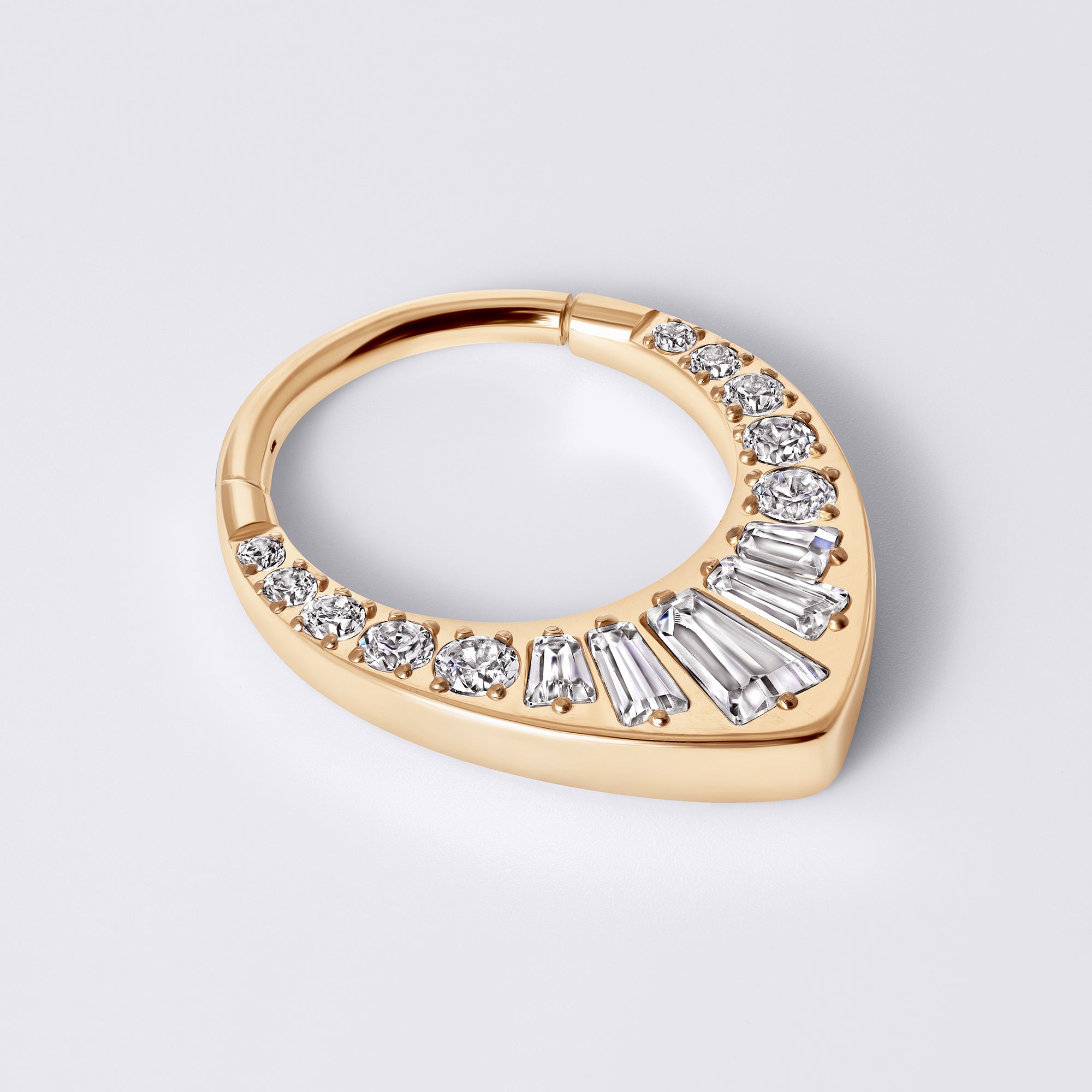 Teardrop Baguette CZ Titanium Septum Ring