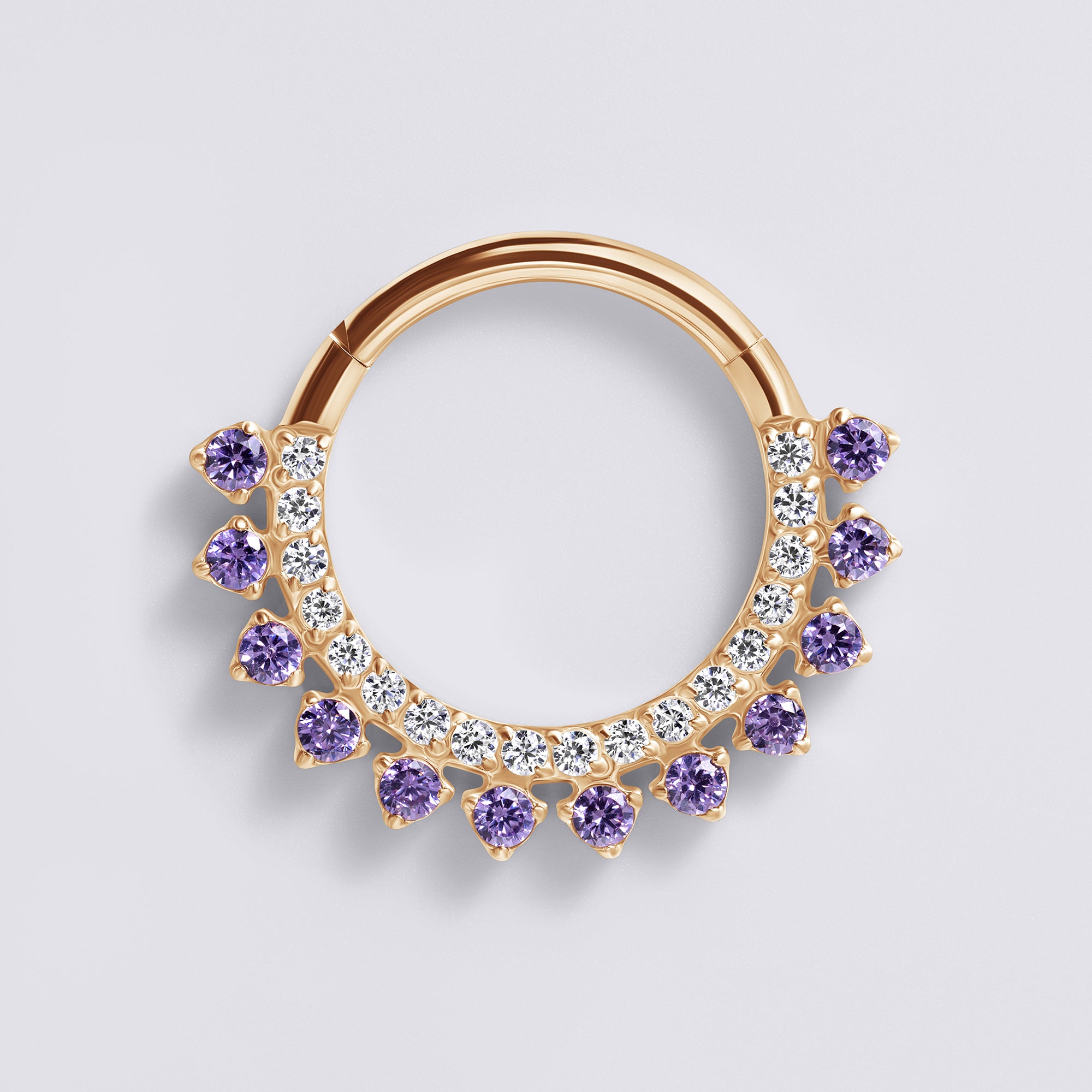 Double Row Amethyst Cz Titanium Septum Ring
