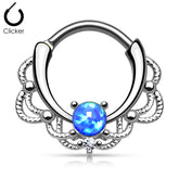 16G Single Opal Center Lacey Septum Clicker Ring