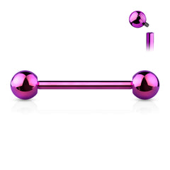 Pair of 14G Externally Threaded Implant Grade Titanium Plain Nipple Barbells. Nipple Rings. Nipple Jewelry. Nipple Piercing.